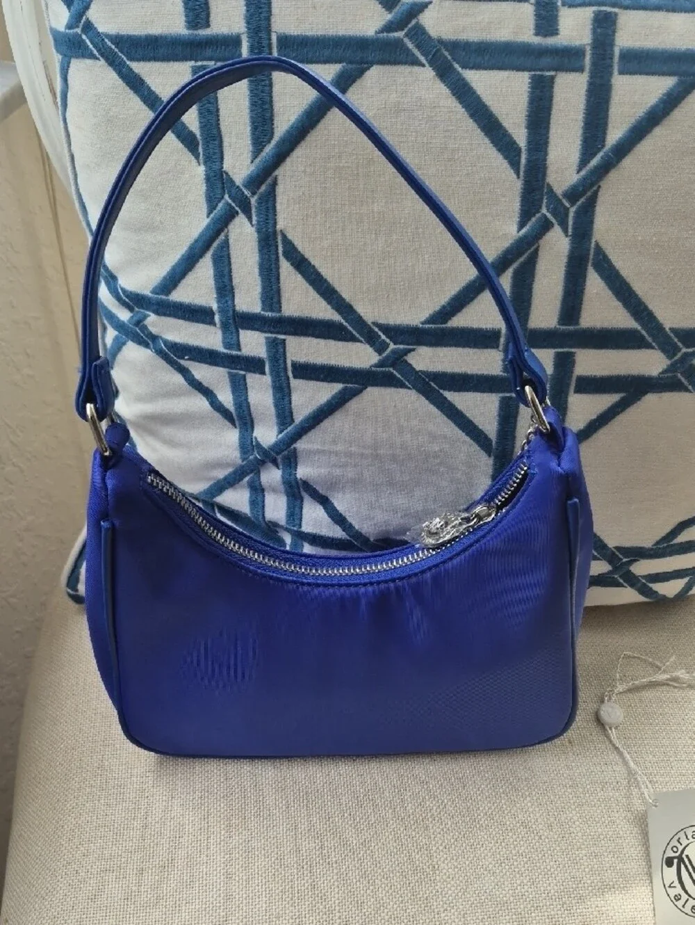 Valentino Orlandi Cobalt Blue Shoulder Bag with Logo Charm